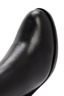 Woman Black Zippered Chunky Heels Leather Boat | Derimod