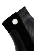 Woman Black Zippered Chunky Heels Leather Boat | Derimod