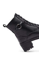Woman Black Zippered Chunky Heels Leather Boat | Derimod