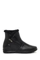 Women's Black Zippered Leather Comfort Boot | Derimod