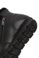 Women's Black Zippered Leather Comfort Boot | Derimod