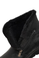 Women's Black Zippered Leather Comfort Boot | Derimod