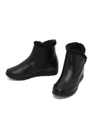 Women's Black Zippered Leather Comfort Boot | Derimod