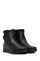 Women's Black Zippered Leather Comfort Boot | Derimod