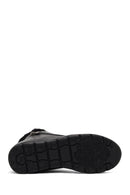 Women's Black Zippered Leather Comfort Boot | Derimod