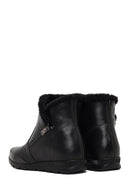 Women's Black Zippered Leather Comfort Boot | Derimod