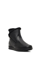 Women's Black Zippered Leather Comfort Boot | Derimod