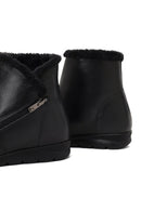 Women's Black Zippered Leather Comfort Boot | Derimod