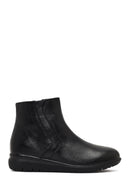 Women's Black Zippered Leather Comfort Boot | Derimod