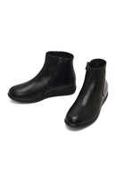 Women's Black Zippered Leather Comfort Boot | Derimod
