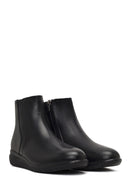 Women's Black Zippered Leather Comfort Boot | Derimod