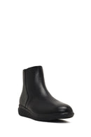 Women's Black Zippered Leather Comfort Boot | Derimod