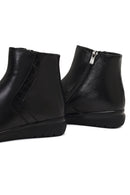 Women's Black Zippered Leather Comfort Boot | Derimod