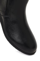 Women's Black Zippered Leather Comfort Boot | Derimod