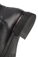 Women's Black Zippered Buckled Leather Boot | Derimod
