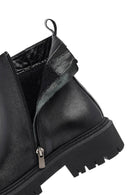 Kadın Siyah Fermuarlı Kalın Tabanlı Deri Bot | Derimod