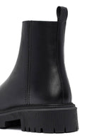 Kadın Siyah Fermuarlı Kalın Tabanlı Deri Bot | Derimod