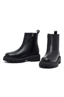 Kadın Siyah Fermuarlı Kalın Tabanlı Deri Bot | Derimod