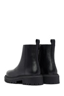 Kadın Siyah Fermuarlı Kalın Tabanlı Deri Bot | Derimod