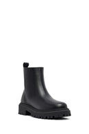 Kadın Siyah Fermuarlı Kalın Tabanlı Deri Bot | Derimod