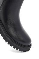 Kadın Siyah Fermuarlı Kalın Tabanlı Deri Bot | Derimod