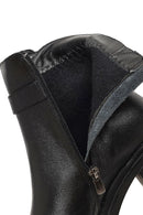 Kadın Siyah Fermuarlı Kalın Topuklu Deri Bot | Derimod