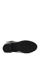 Kadın Siyah Fermuarlı Kalın Topuklu Deri Bot | Derimod