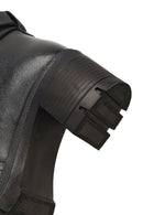 Kadın Siyah Fermuarlı Kalın Topuklu Deri Bot | Derimod