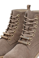 Kadın Bej Bağcıklı Fermuarlı Süet Deri Bot | Derimod