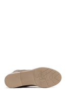 Kadın Bej Bağcıklı Fermuarlı Süet Deri Bot | Derimod