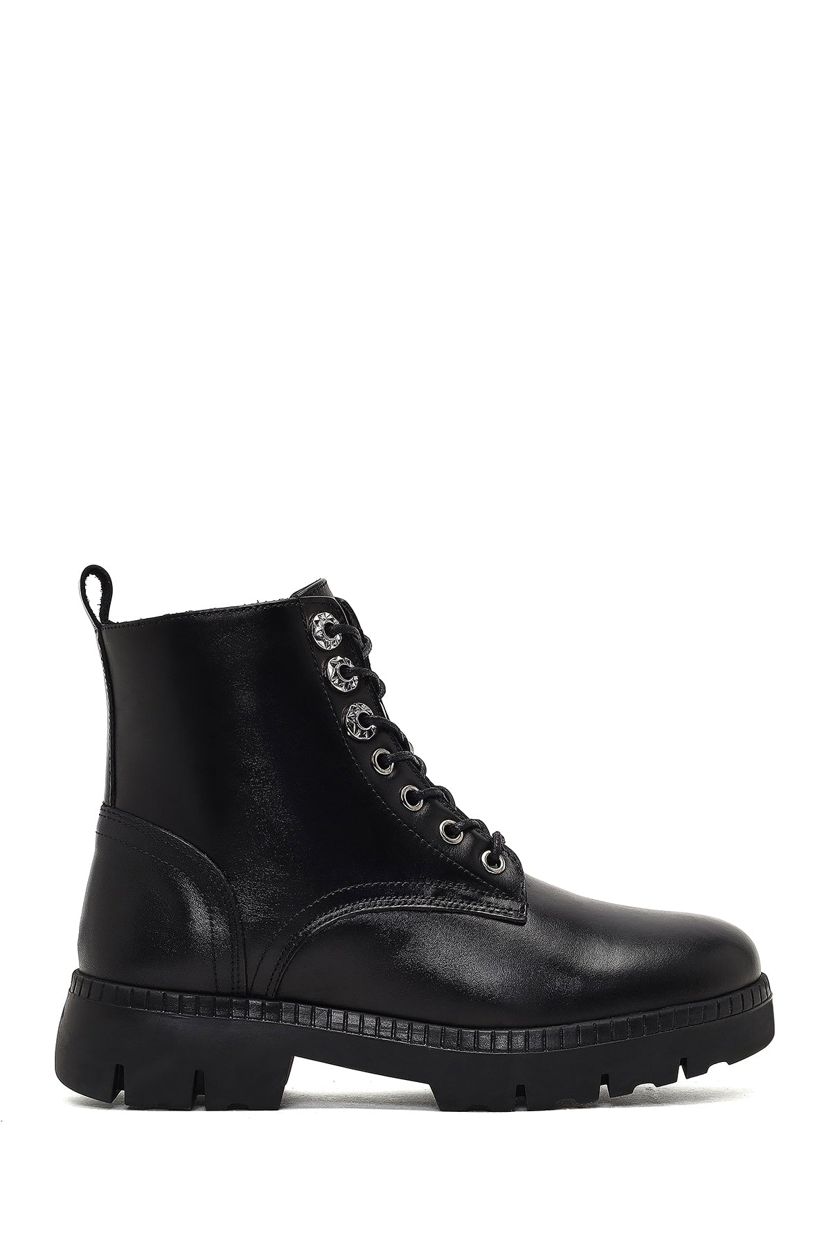 Kadın Siyah Fermuarlı Kalın Tabanlı Deri Postal Bot 25WFD420418 | Derimod