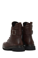 Women's Brown Lace-Up Zipper Leather Ankle Boots | Derimod