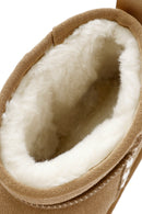 Kadın Camel Kürk Detaylı Süet Deri Teddy Bot | Derimod