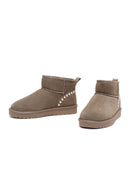 Kadın Vizon Kürklü Süet Deri Teddy Bot | Derimod