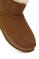 Kadın Camel Süet Deri Teddy Bot | Derimod