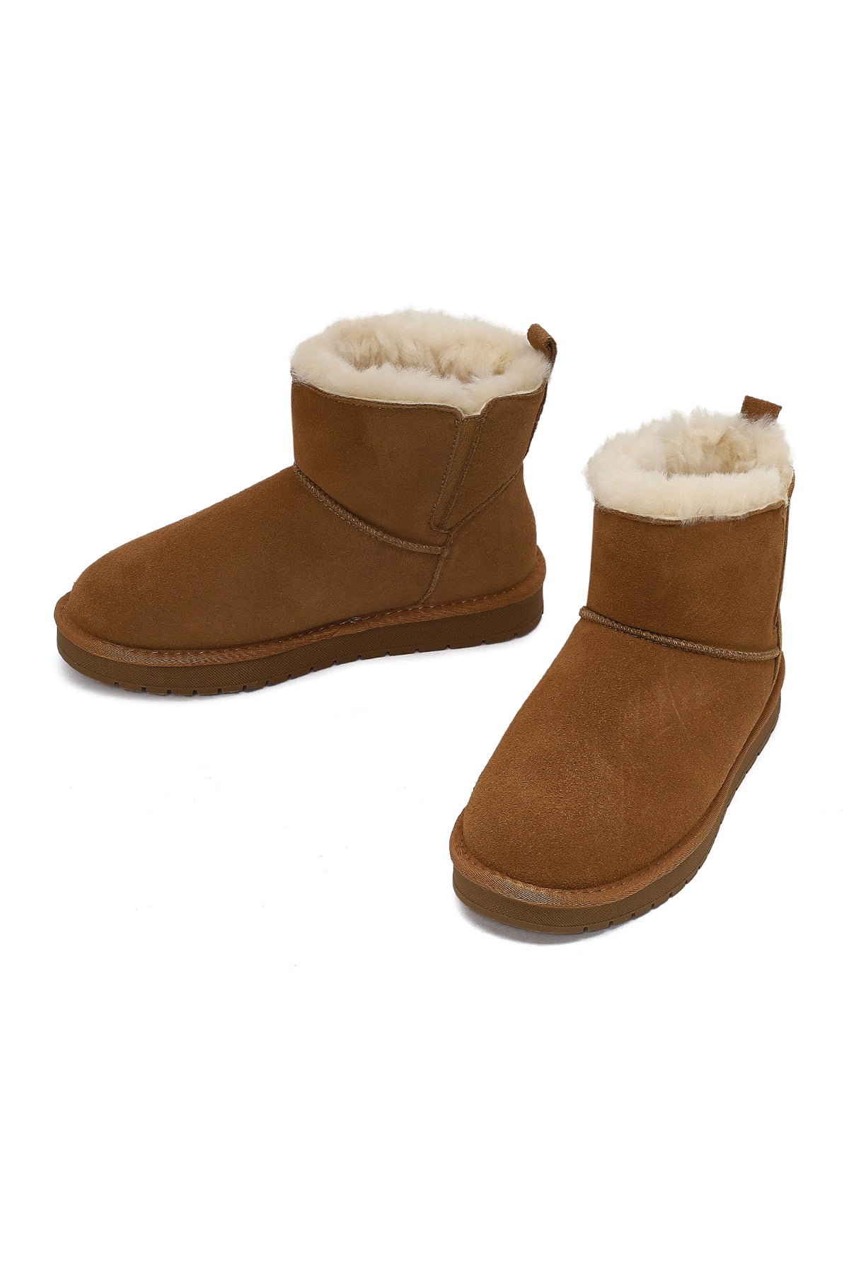 Kadın Camel Süet Deri Teddy Bot