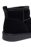 Kadın Siyah Kürklü Süet Deri Teddy Bot | Derimod