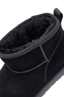 Kadın Siyah Kürklü Süet Deri Teddy Bot | Derimod