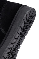 Kadın Siyah Kürklü Süet Deri Teddy Bot | Derimod