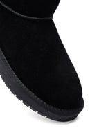 Kadın Siyah Kürklü Süet Deri Teddy Bot | Derimod