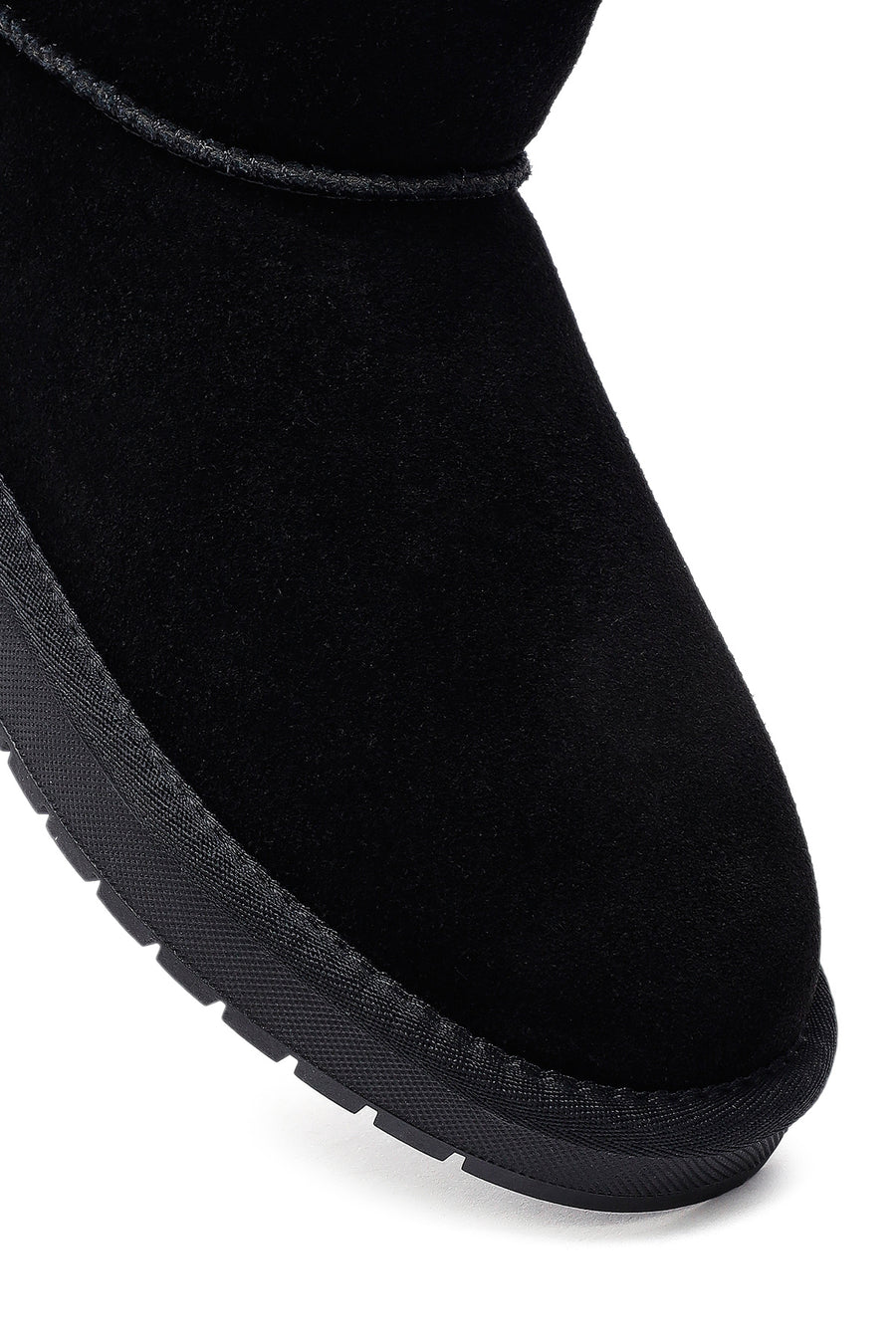 Woman Black Fur Suede Leather Teddy Bot