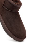 Kadın Kahverengi Kürklü Süet Deri Teddy Bot | Derimod