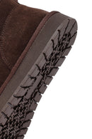 Kadın Kahverengi Kürklü Süet Deri Teddy Bot | Derimod