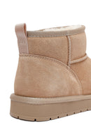 Kadın Bej Kürklü Süet Deri Teddy Bot | Derimod