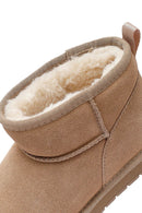 Kadın Bej Kürklü Süet Deri Teddy Bot | Derimod