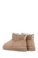 Kadın Bej Kürklü Süet Deri Teddy Bot | Derimod