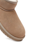 Kadın Bej Kürklü Süet Deri Teddy Bot | Derimod