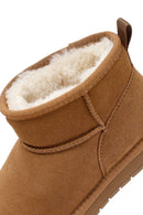 Kadın Camel Kürklü Süet Deri Teddy Bot | Derimod