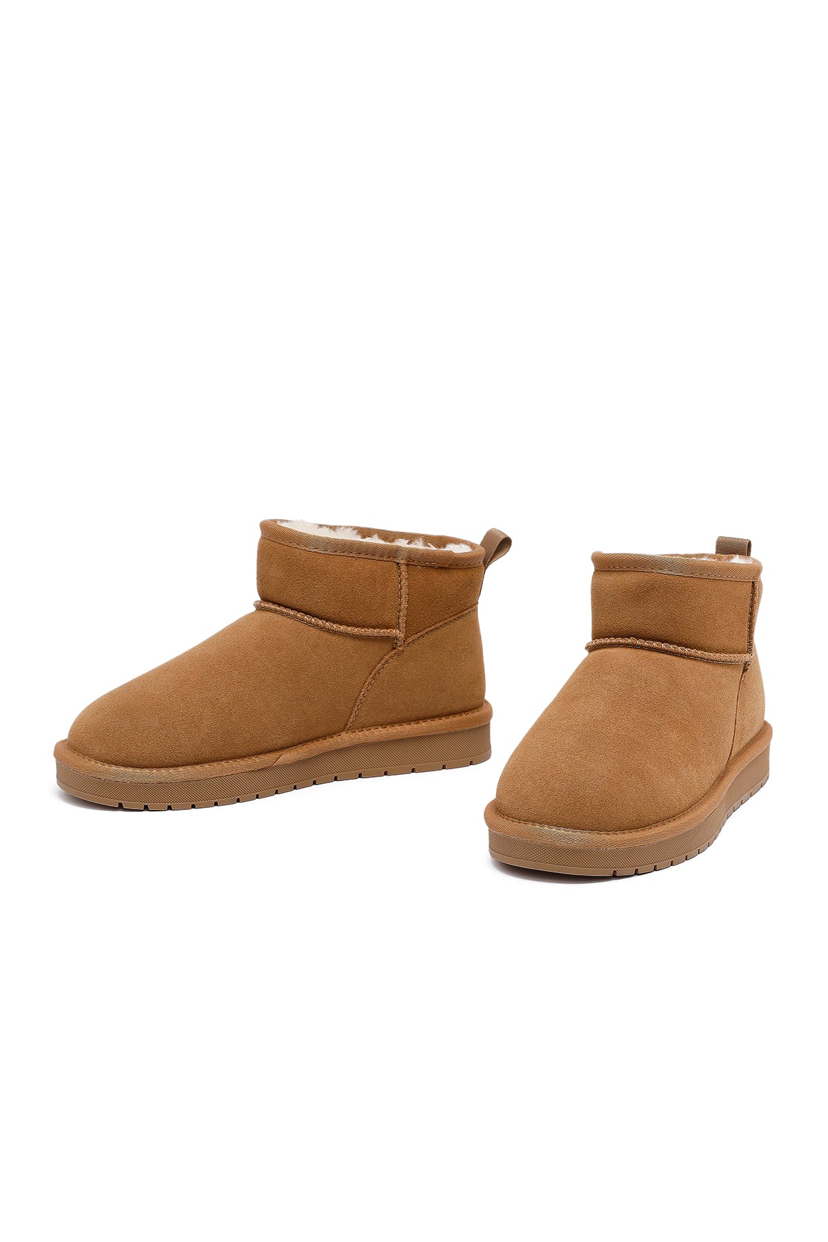 Kadın Camel Kürklü Süet Deri Teddy Bot