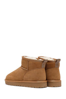 Kadın Camel Kürklü Süet Deri Teddy Bot | Derimod